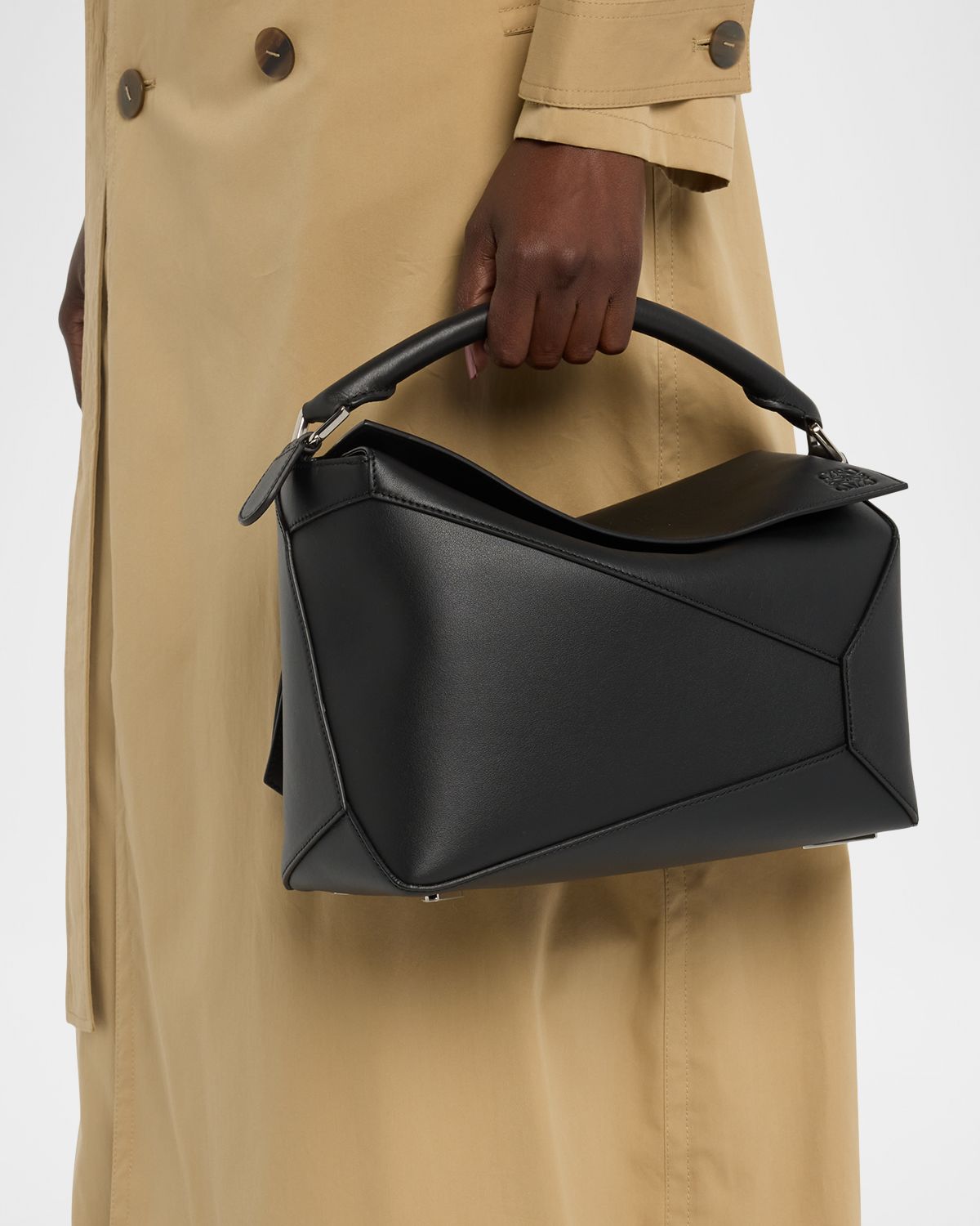 Loewe Puzzle Edge Medium Top-Handle Bag in Grained Leather