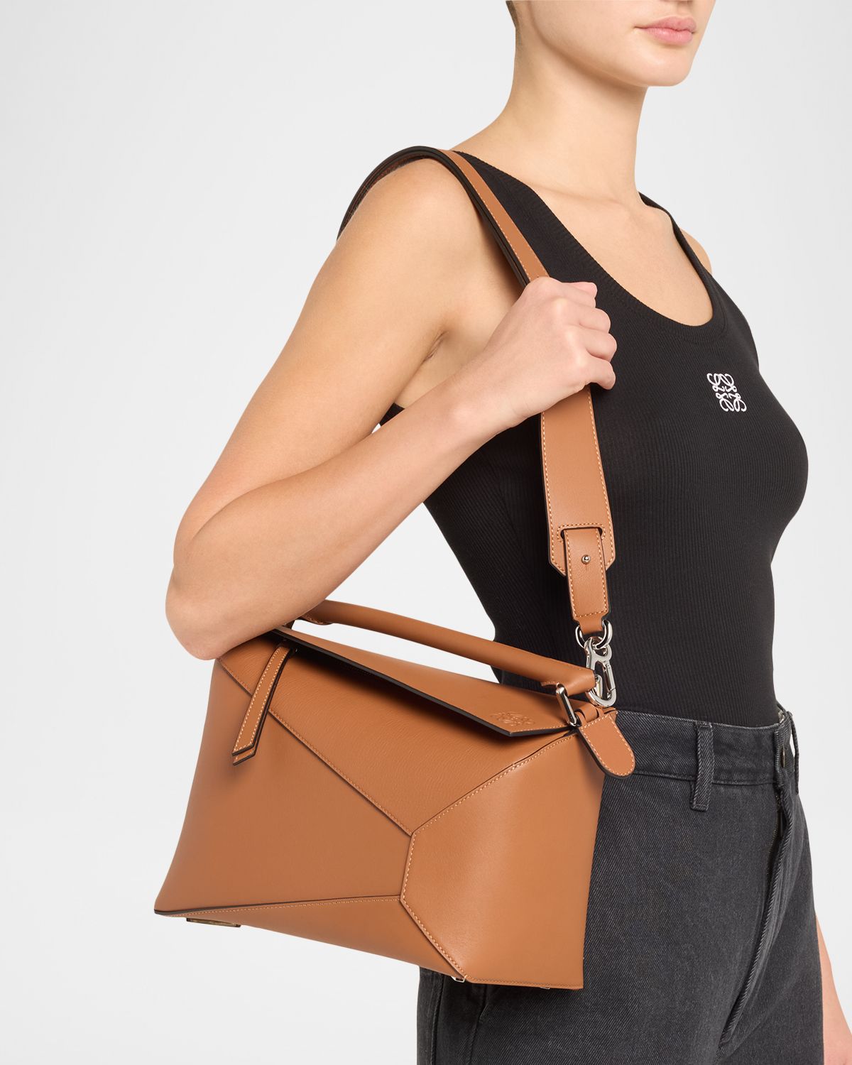 Loewe Puzzle Edge Medium Top-Handle Bag in Grained Leather