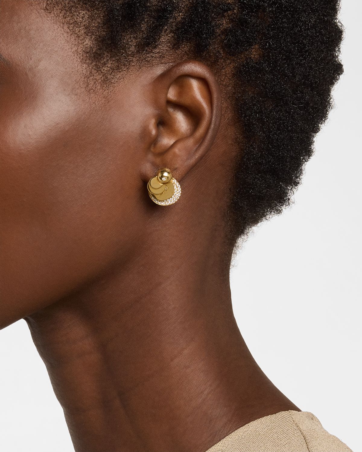 Krisonia 18K Yellow Gold Swirl Earrings with Diamonds