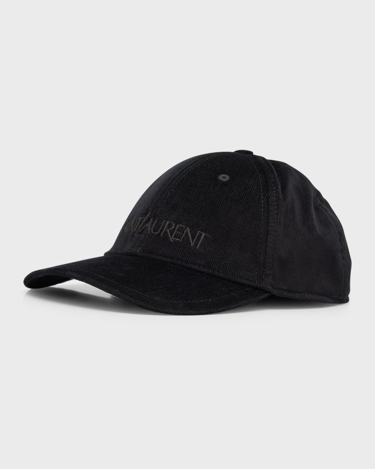 Saint Laurent Men 's 6-Panel Corduroy Logo Baseball Cap