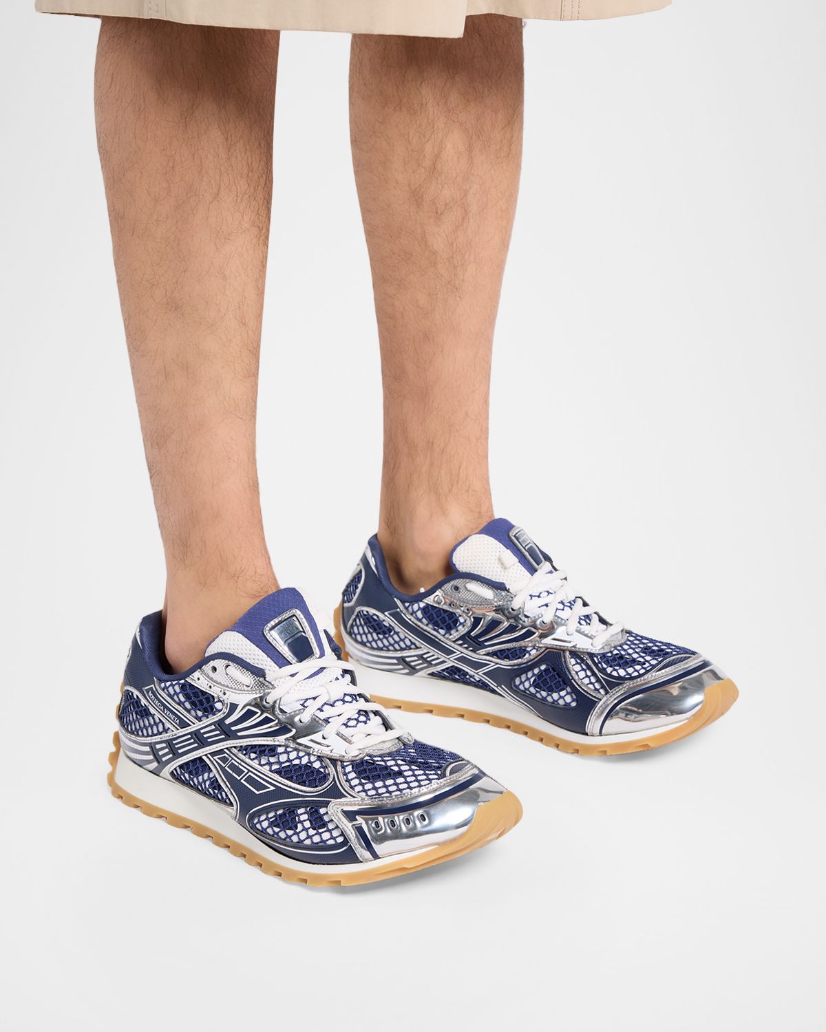 Bottega Veneta Men 's Orbit Technical Fishnet Sneakers | Thumbnail 7