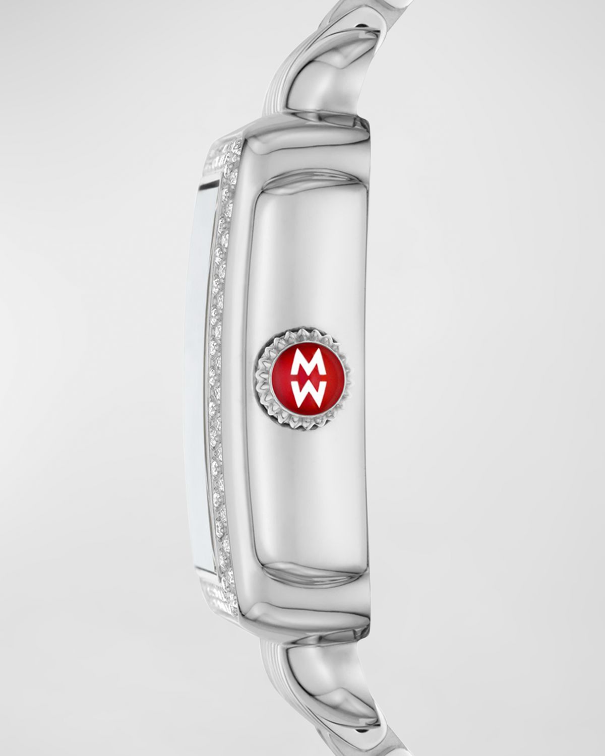 MICHELE Limited Edition Deco Stainless Steel Pink Sapphire and Pave Diamond Watch