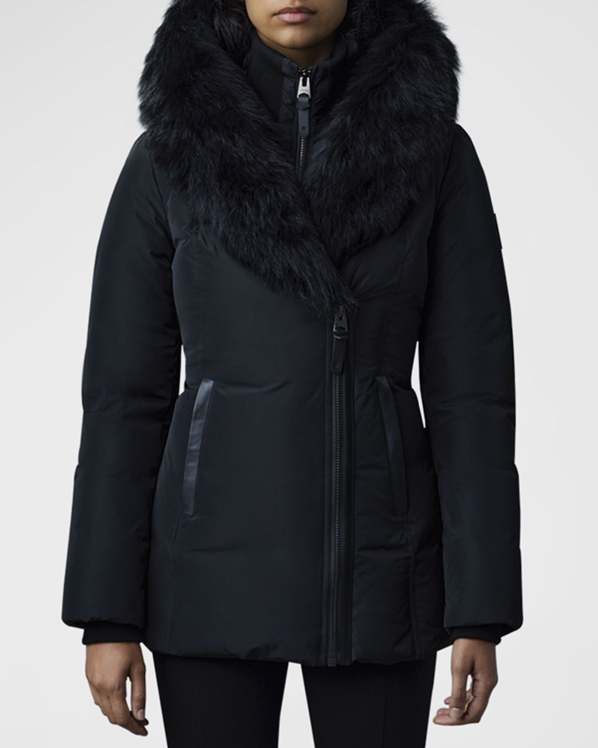 Mackage Adali Hooded Down Jacket with Shearling Collar