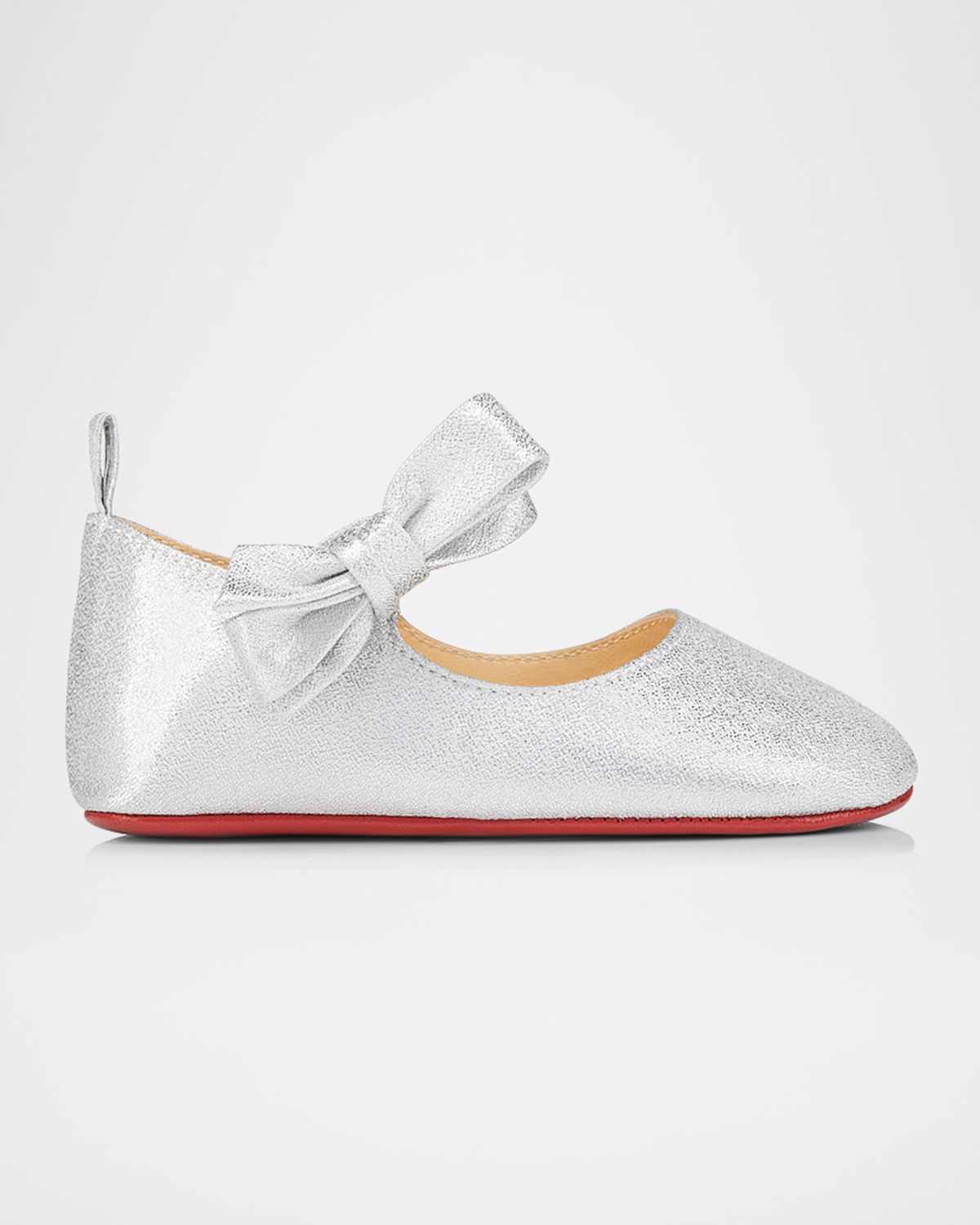 Christian Louboutin Girl 's Lou Babe Shimmer Bow Ballerina Shoes, Baby | Thumbnail 6