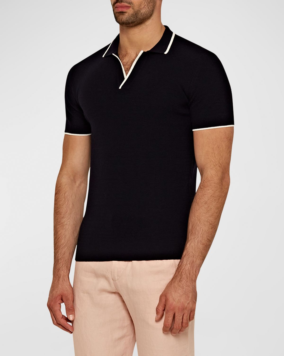 Orlebar Brown Men 's Horton Tipped Wool Polo Shirt