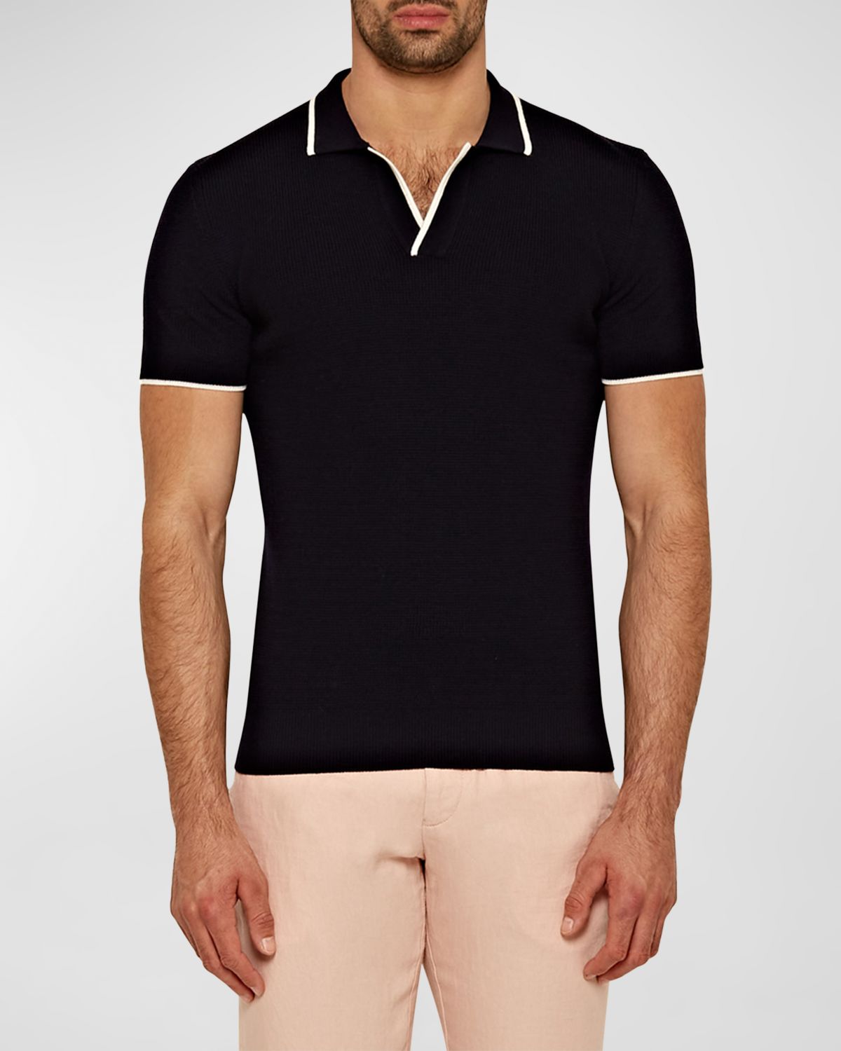 Orlebar Brown Men 's Horton Tipped Wool Polo Shirt
