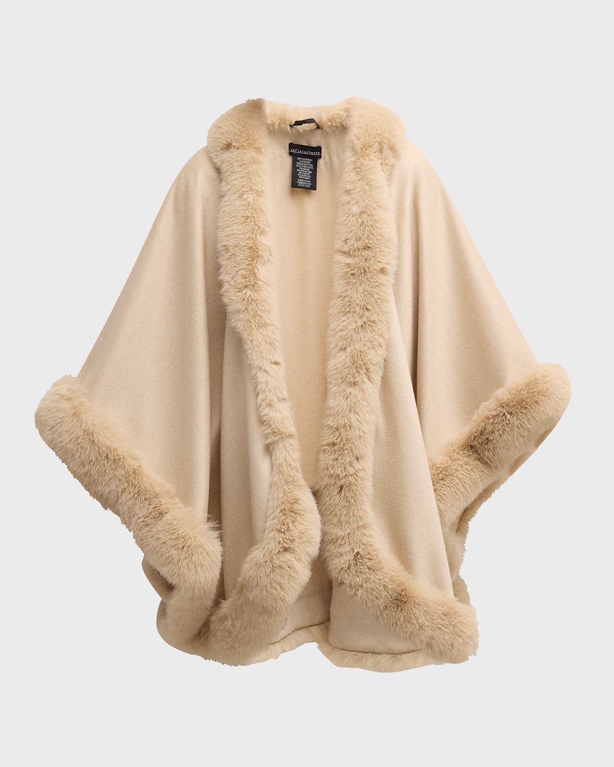 Sofia Cashmere Cashmere Cape With Faux Fur Trim | Thumbnail 8 Sofia Cashmere Cashmere Cape With Faux Fur Trim | Thumbnail 8