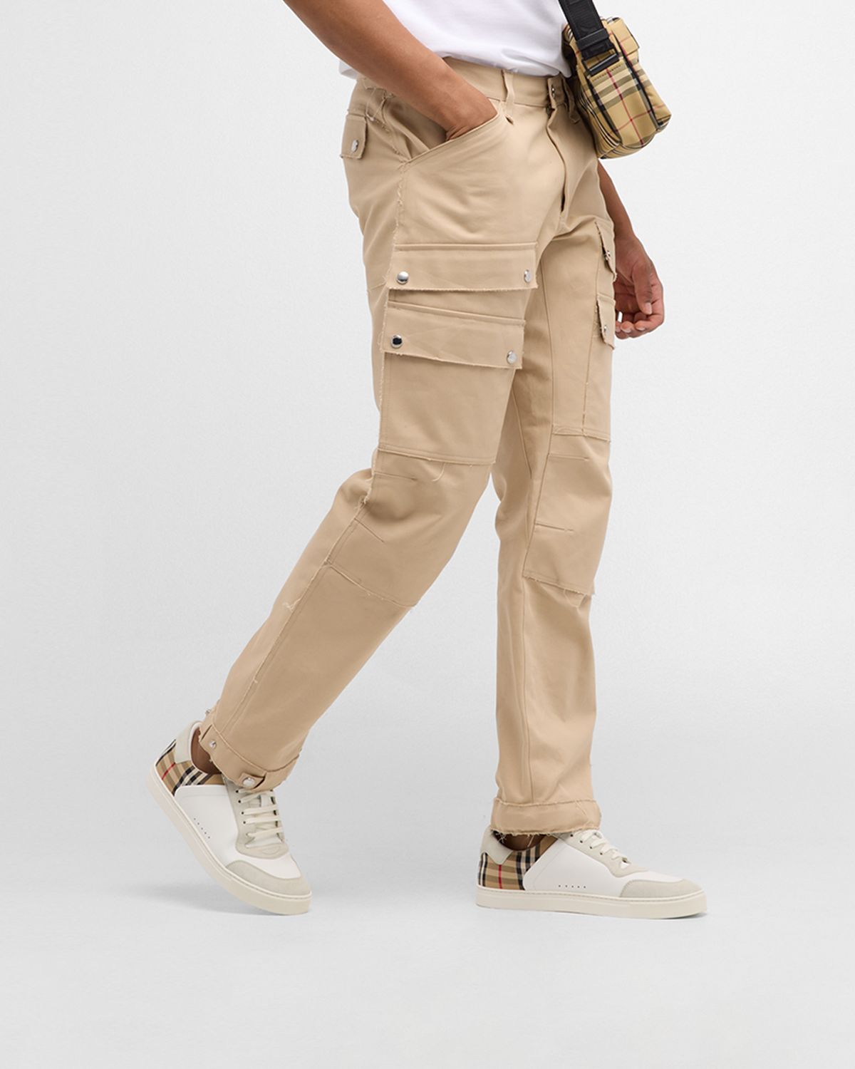 Burberry Men 's Leather-Suede Check Sneakers