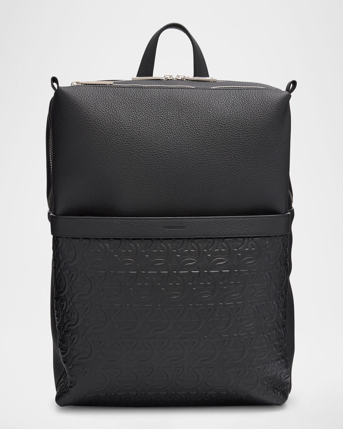 Ferragamo Men 's Embossed Gancini Leather Backpack