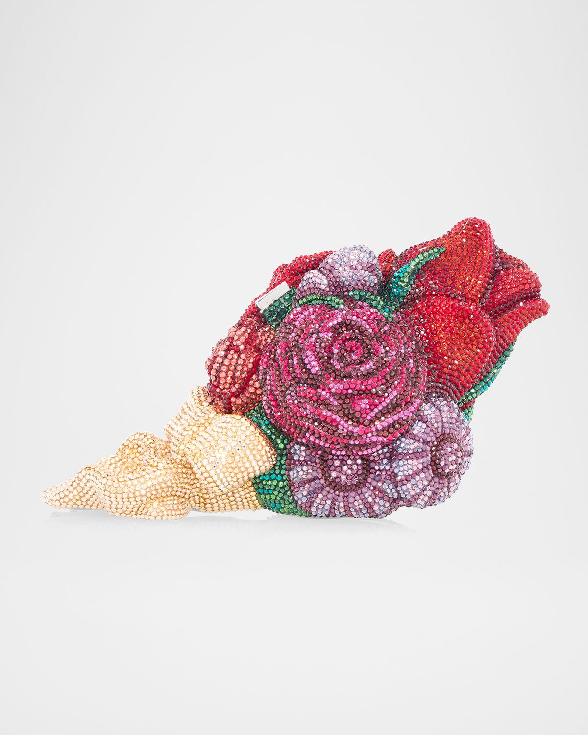 Judith Leiber Couture Corsage Roses Clutch Bag with Chain Strap