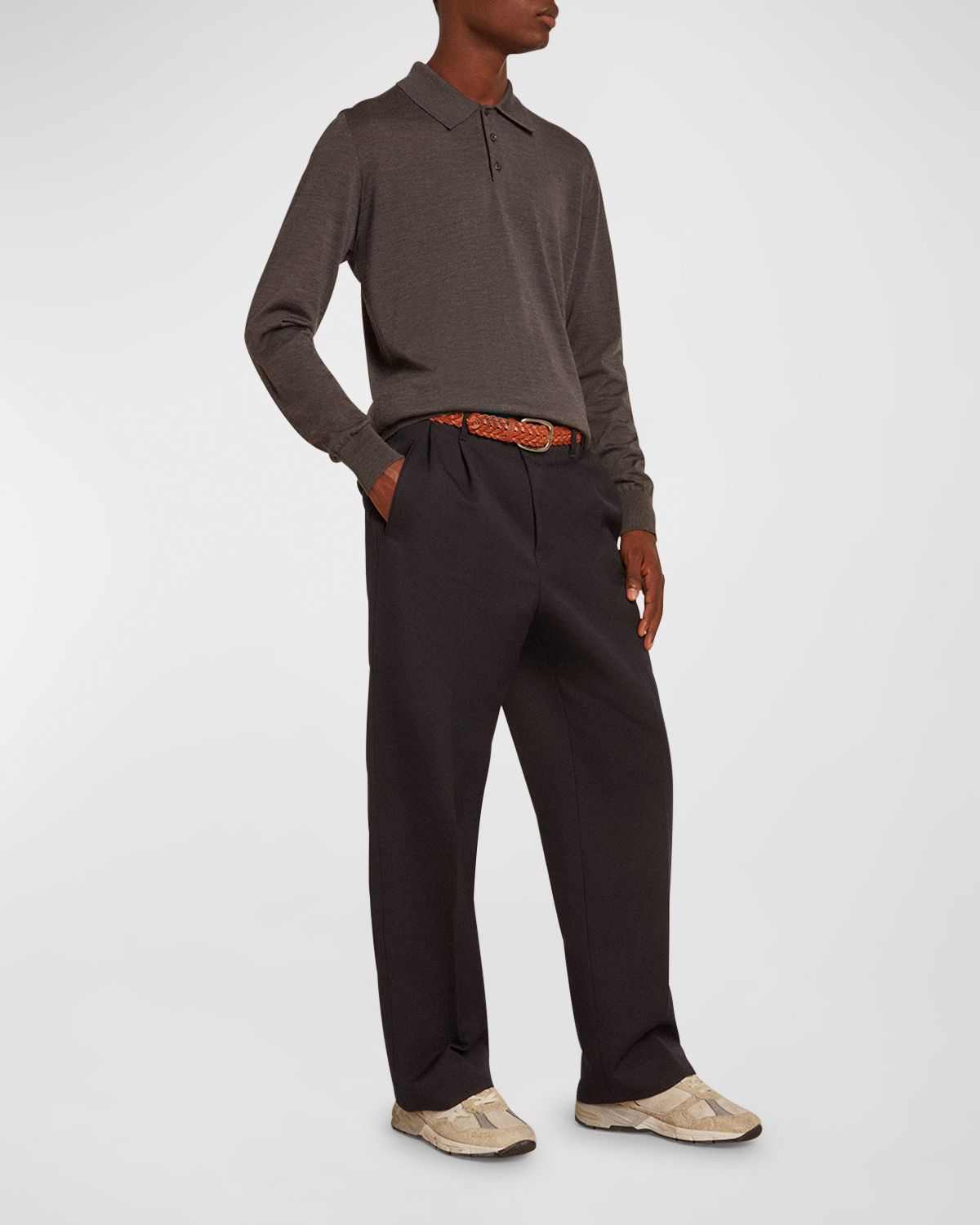 Golden Goose Men 's Wool Knit Polo Shirt