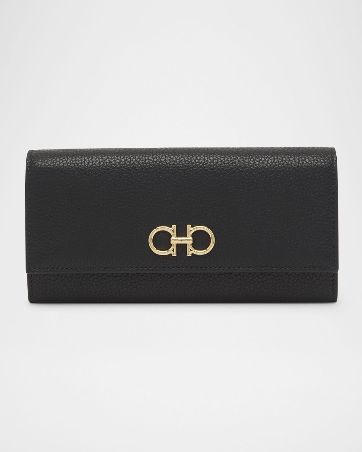 Ferragamo Gancino Flap Leather Wallet on Chain