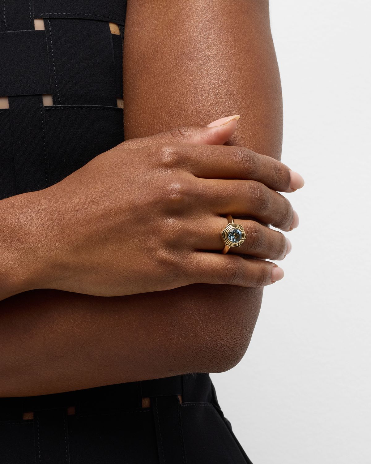 Harwell Godfrey Hexed Ring with Aquamarine