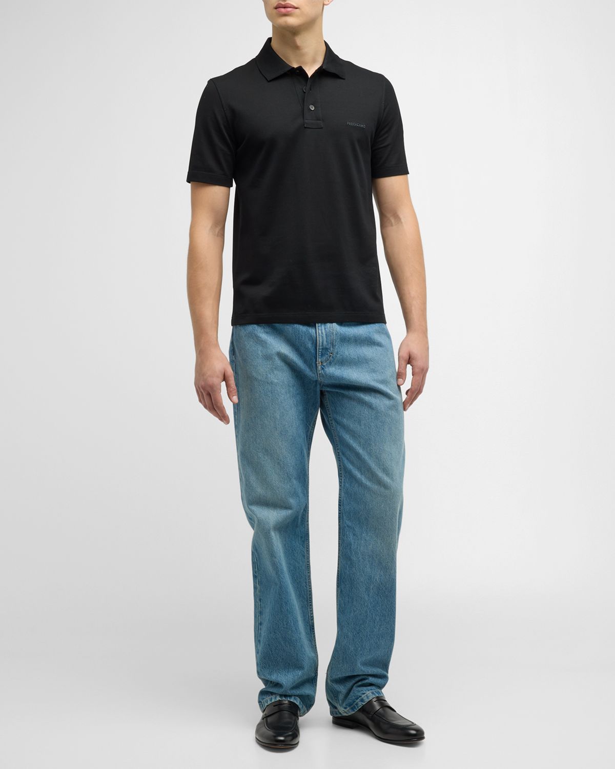 Ferragamo Men 's Cotton Logo Polo