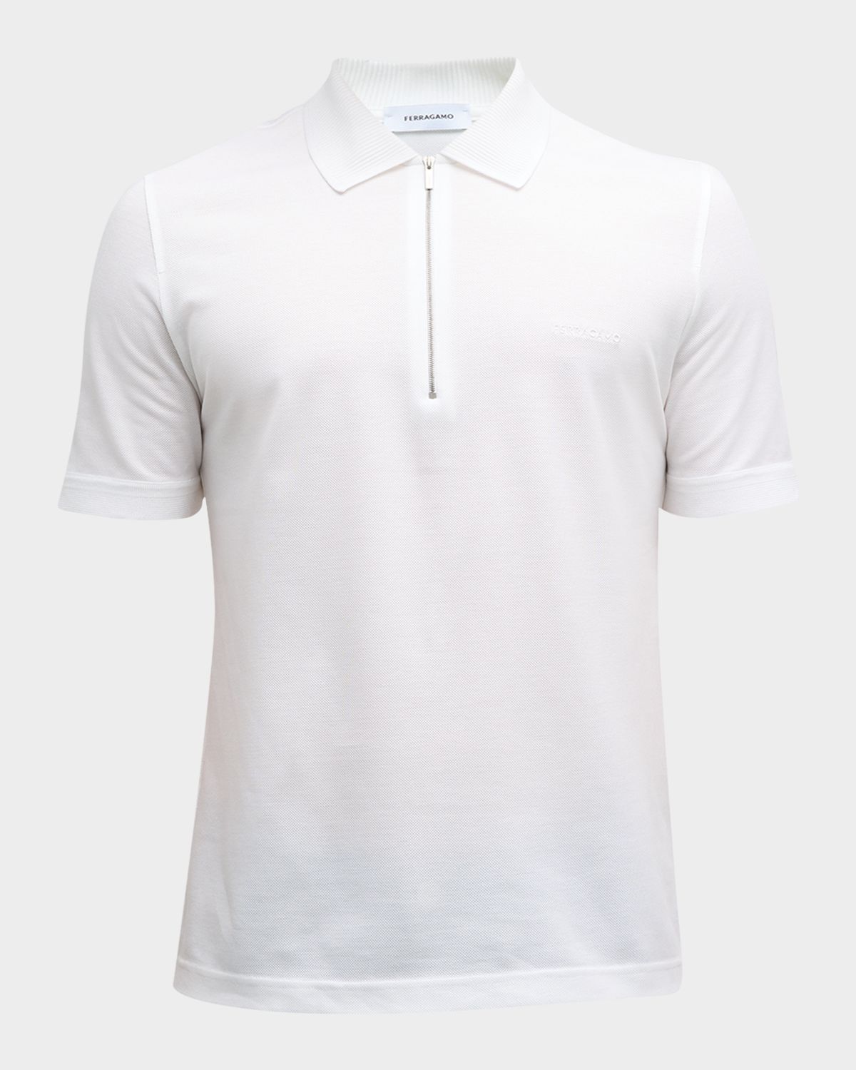 Ferragamo Men 's Zip-Front Cotton Polo