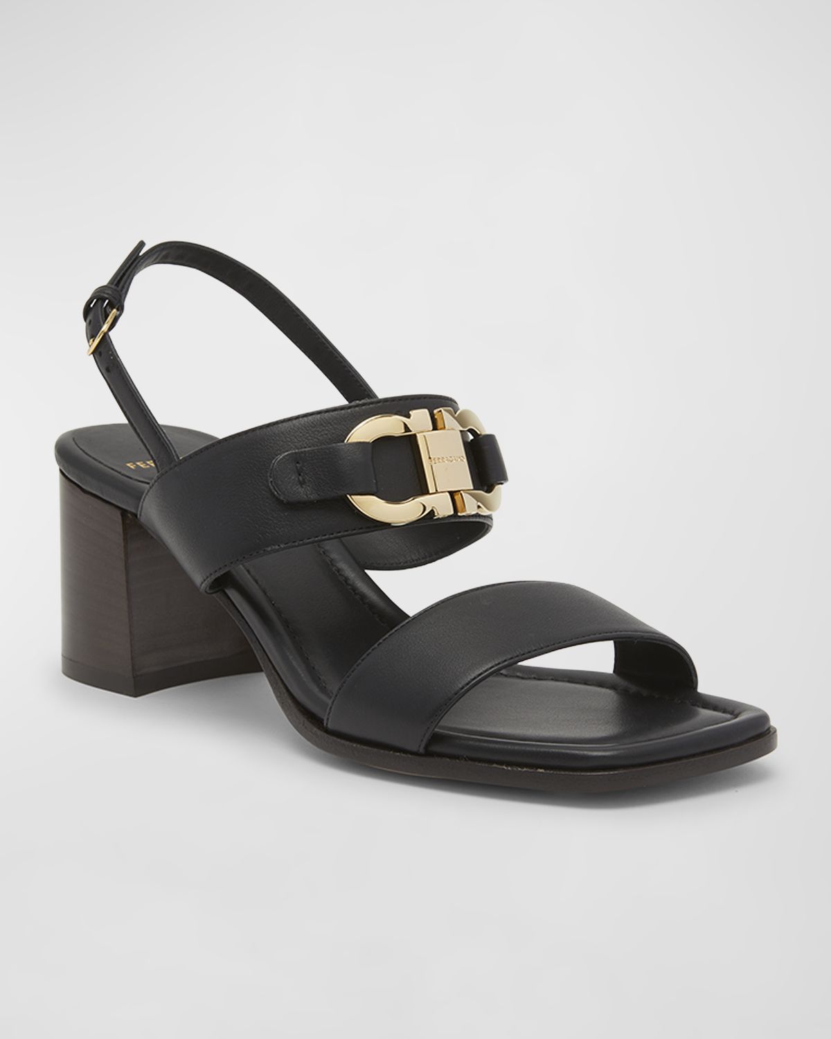Ferragamo Lou Leather Gancio Slingback Sandals