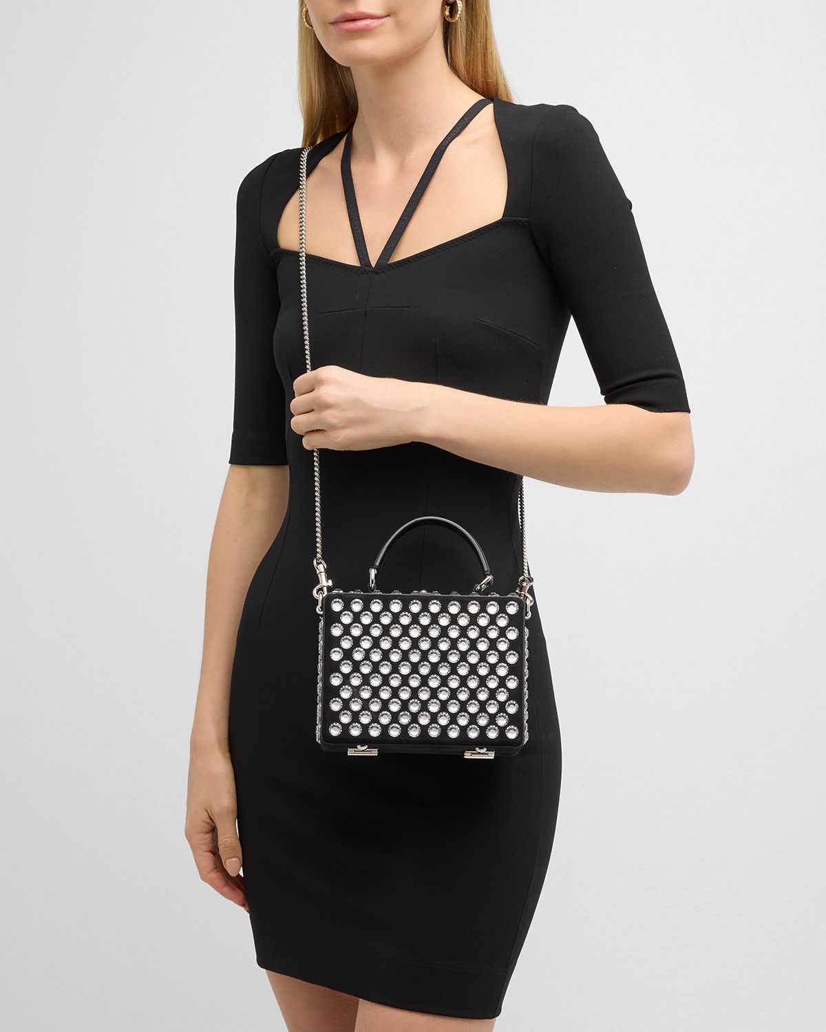 Dolce & Gabbana Crystal Box Leather Top-Handle Bag