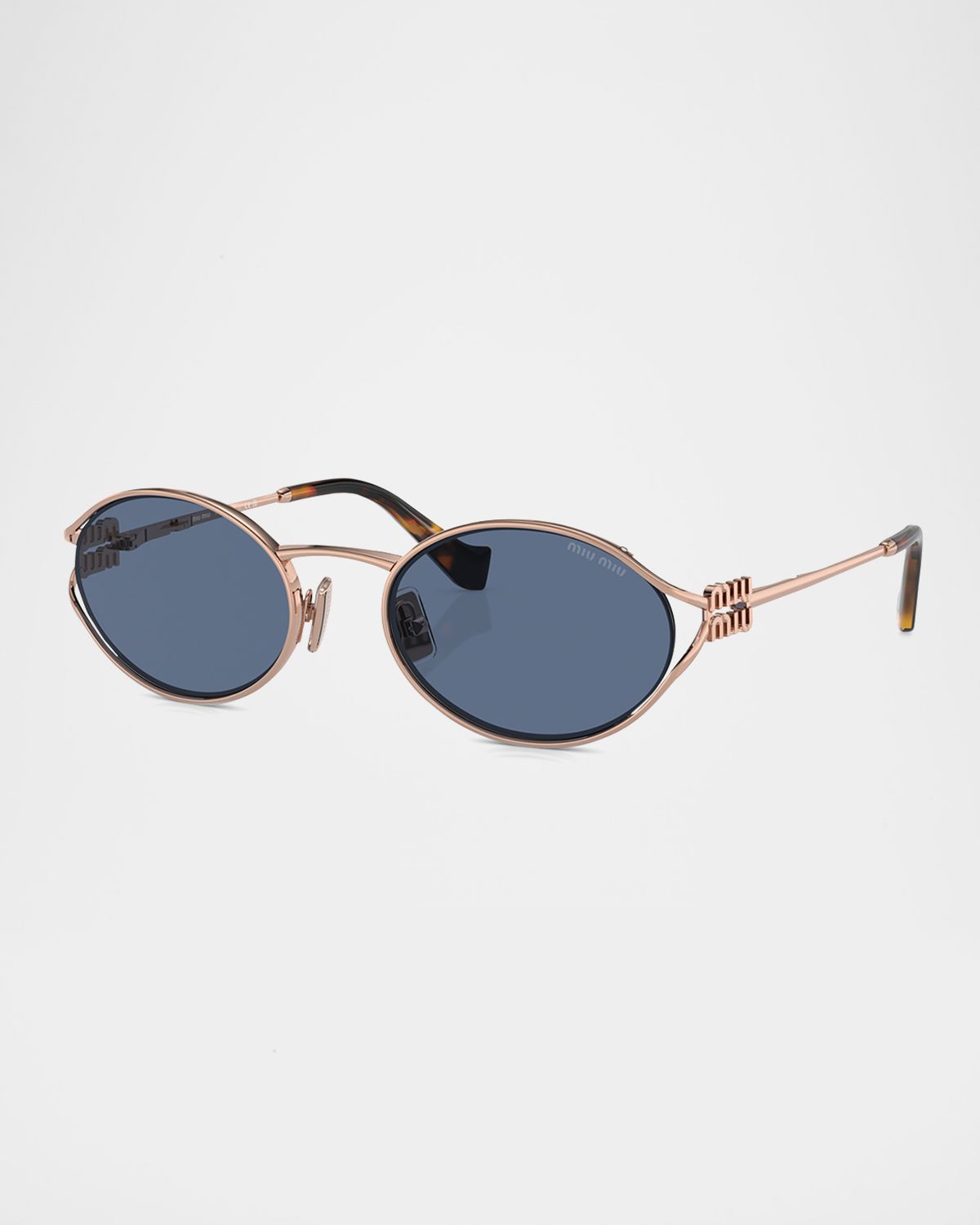 Miu Miu Cut-Out Metal & Plastic Oval Sunglasses