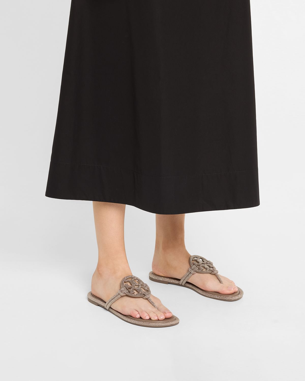 Tory Burch Miller Pave Leather Logo Sandals