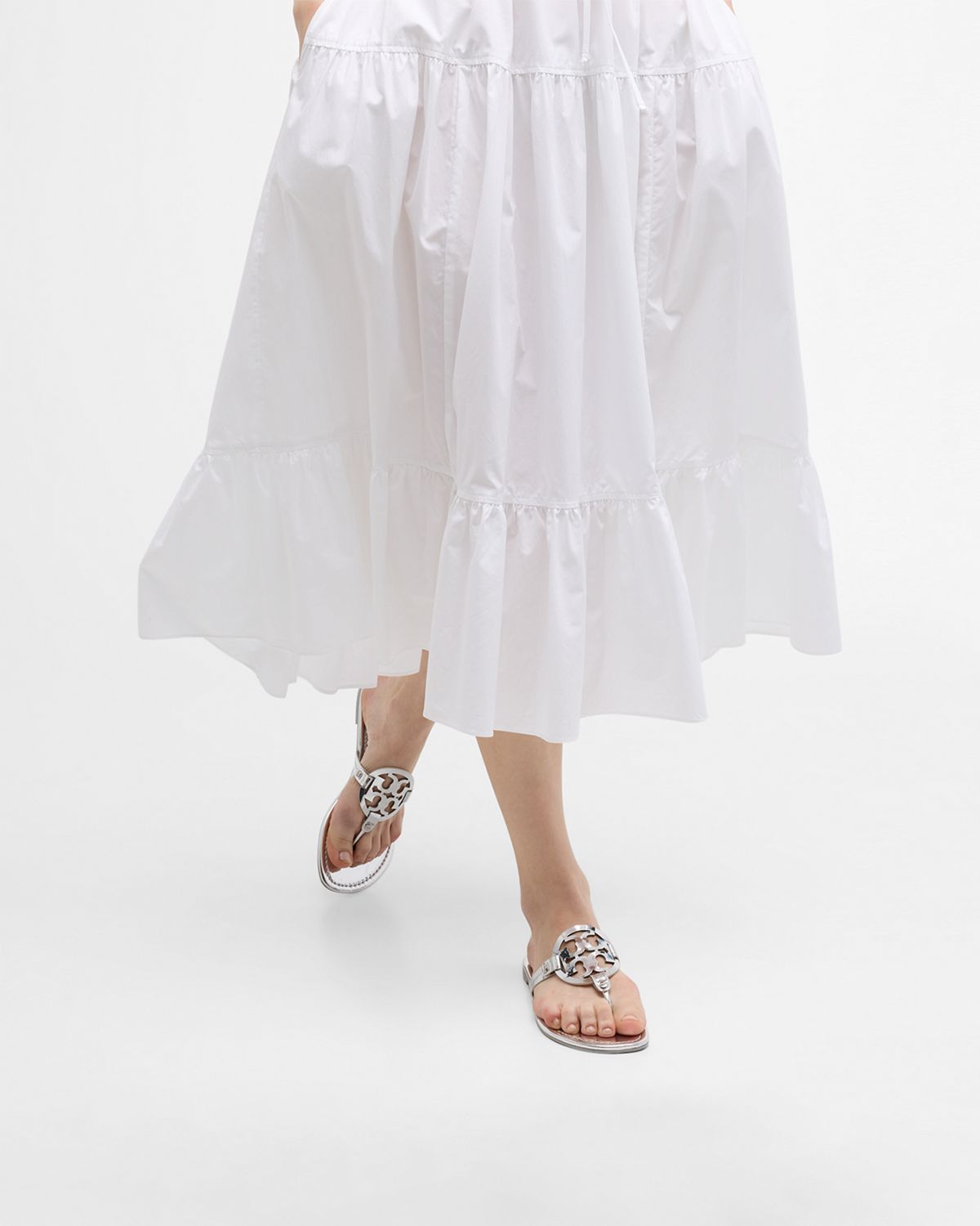 Tory Burch Miller Metallic Logo Thong Sandals