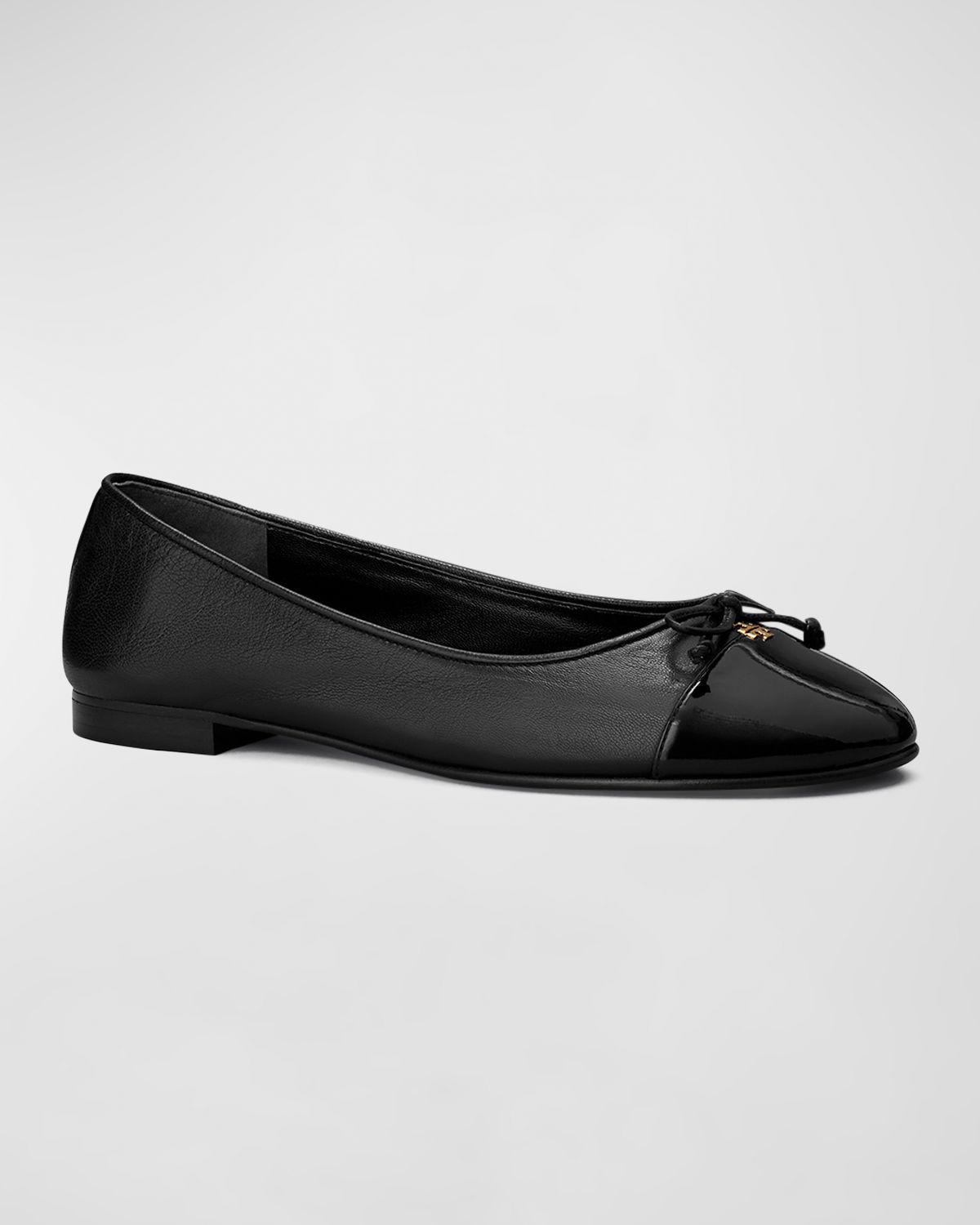 Tory Burch Mixed Leather Cap-Toe Ballerina Flats