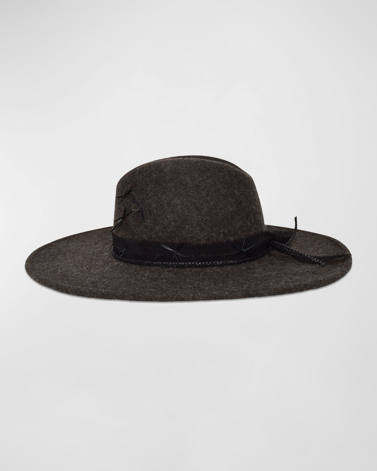 Gigi Burris Norma Wool-Silk Fedora With Feathers