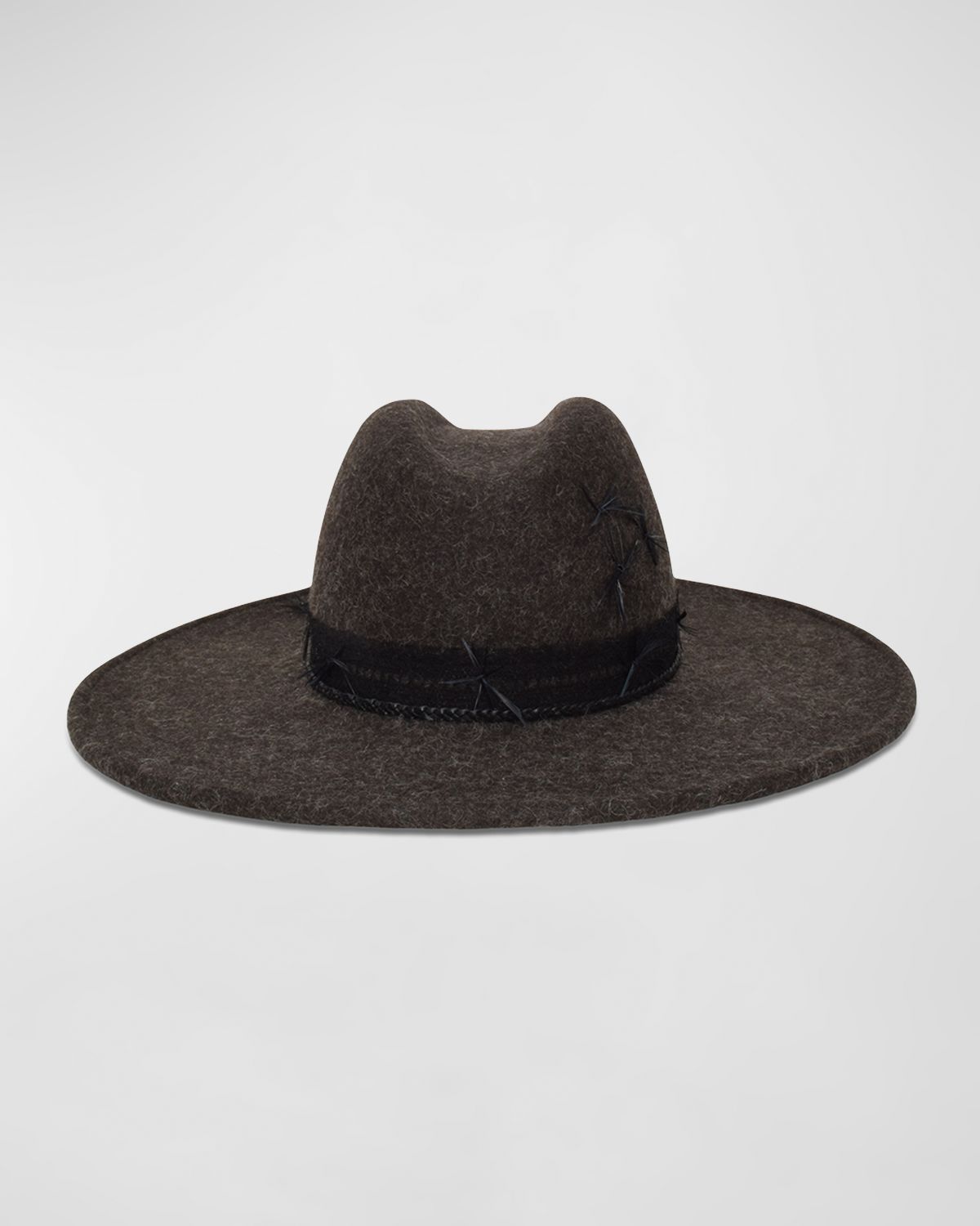 Gigi Burris Norma Wool-Silk Fedora With Feathers
