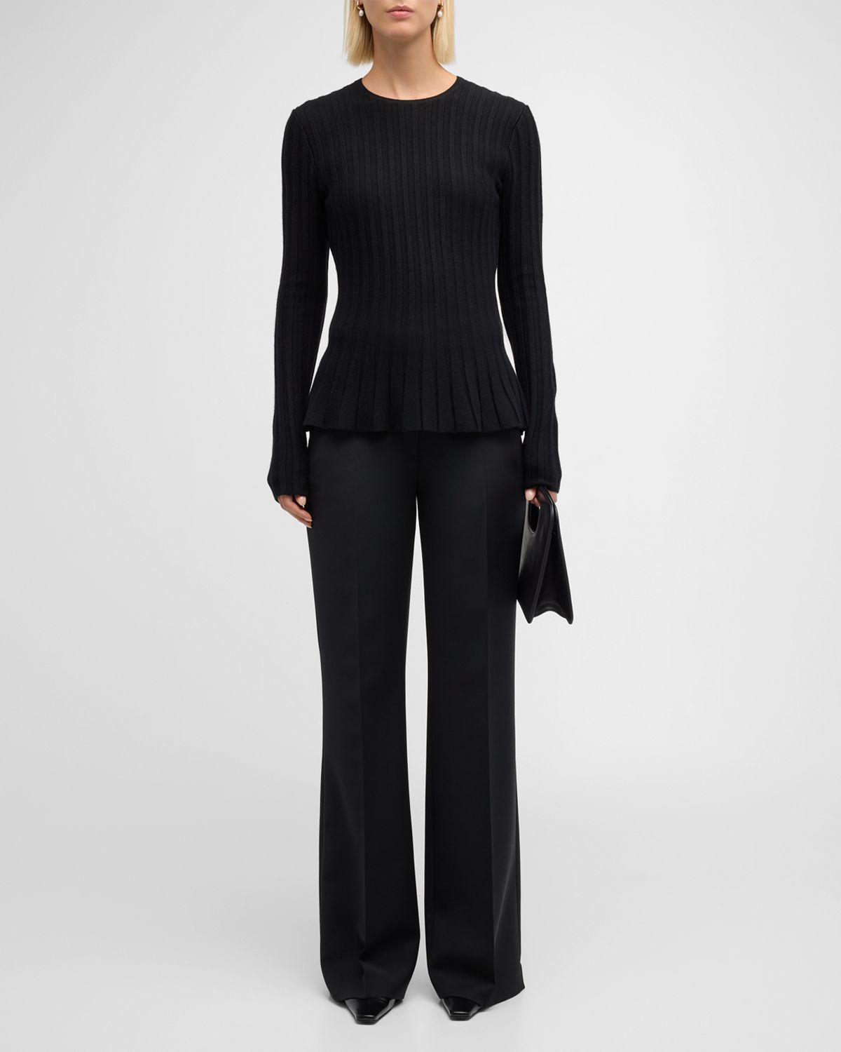 Gabriela Hearst Vesta Wide-Leg Pants with Belted Detail
