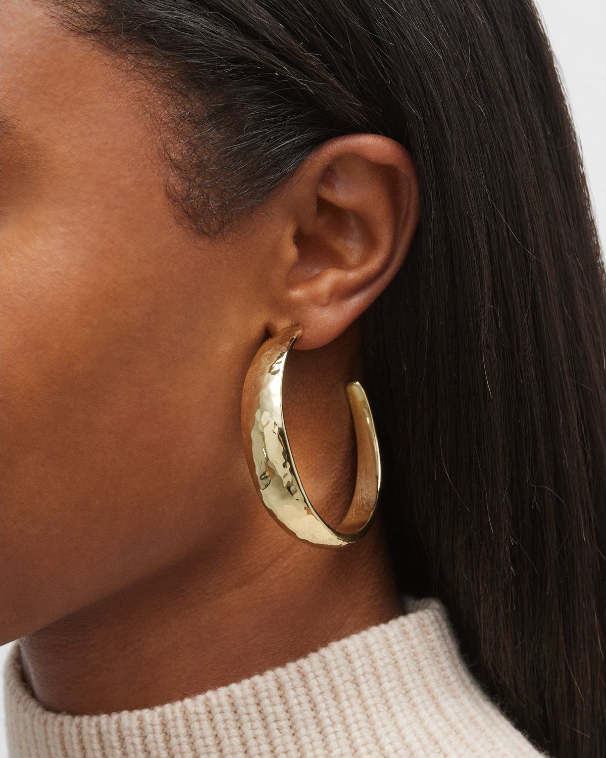 Ippolita 18K Classico Hammered #4 Hoop Earrings