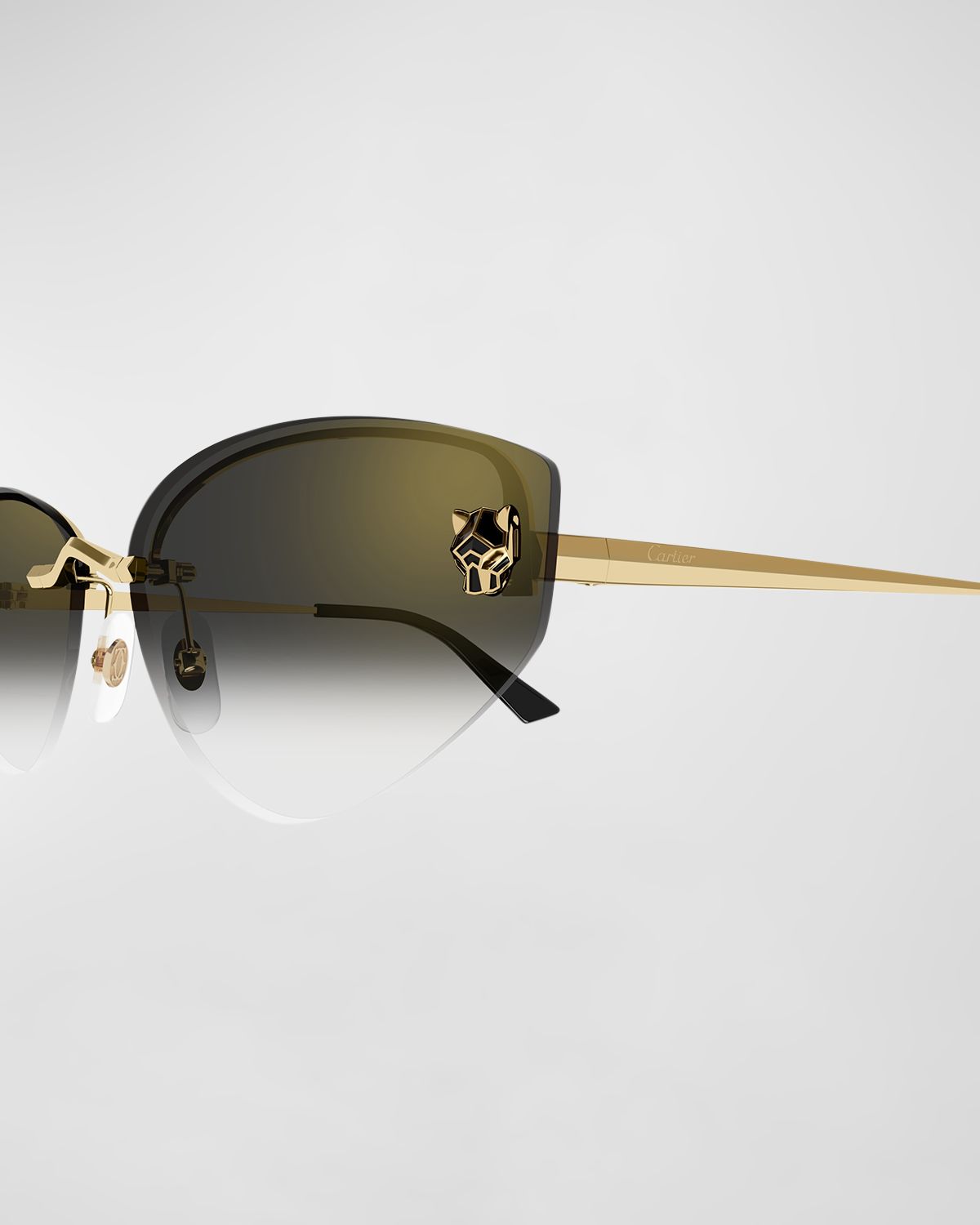 Cartier Panthère Rimless Metal Alloy Cat-Eye Sunglasses