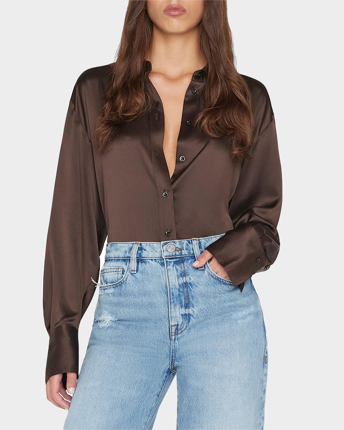 FRAME The Oversized Silk Shirt | Thumbnail 4