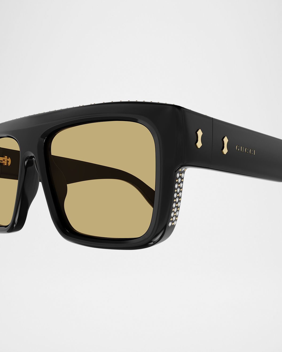 Gucci Men 's GG1461Sm Acetate Rectangle Sunglasses with Crystals