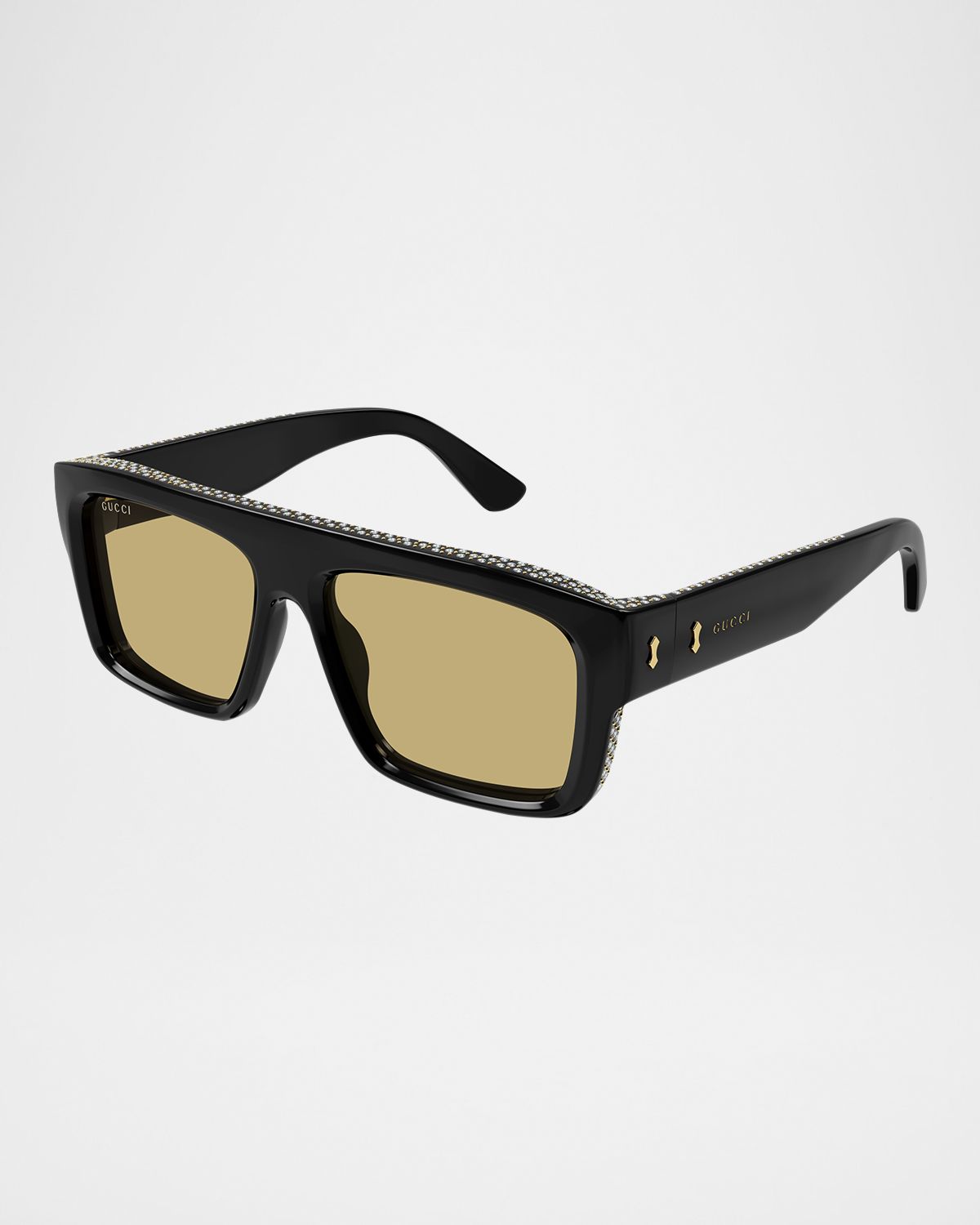 Gucci Men 's GG1461Sm Acetate Rectangle Sunglasses with Crystals