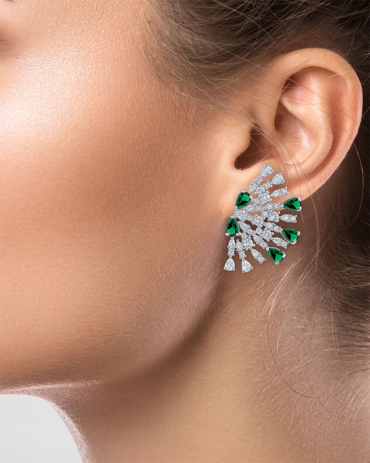 Golconda by Kenneth Jay Lane Cubic Zirconia Pear and Round Half Sparkler Earrings