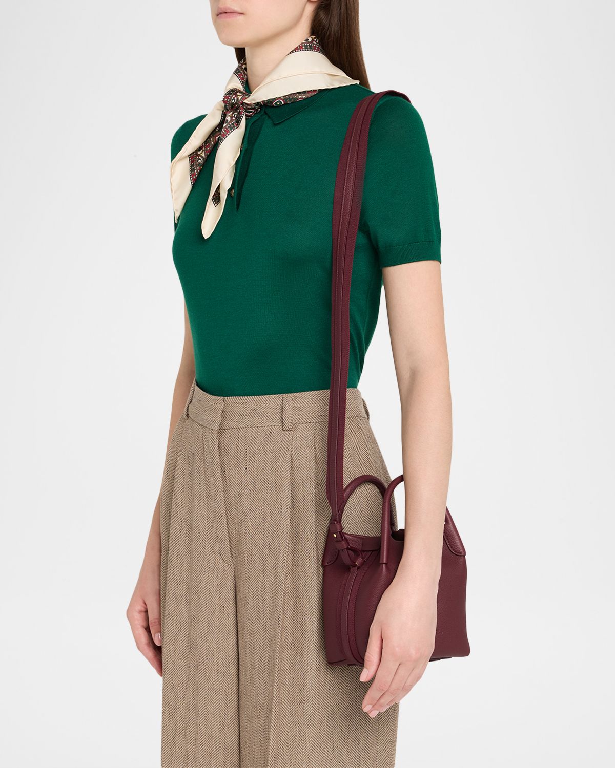 Loro Piana Bale Micro Grain Leather Crossbody Bag
