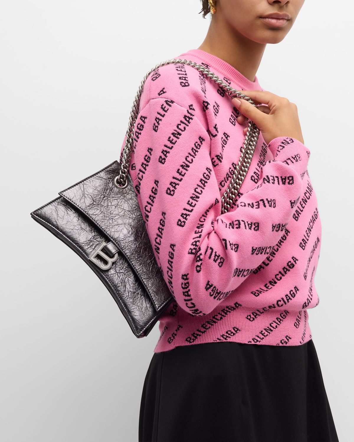 Balenciaga Crush Small Metallic Chain Bag