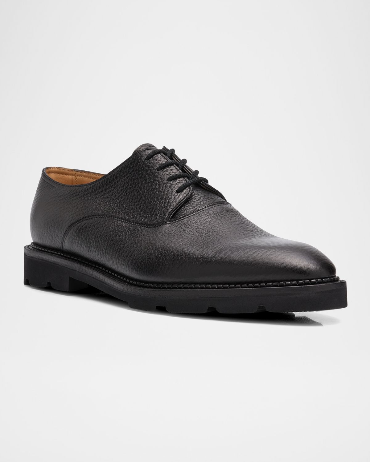 John Lobb Men 's Zennor Grained Leather Derby Shoes