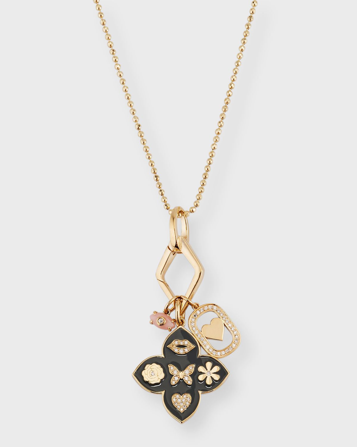 Sydney Evan 14K Yellow Gold Enamel Icon Moroccan Flower Pendant Necklace with Diamonds