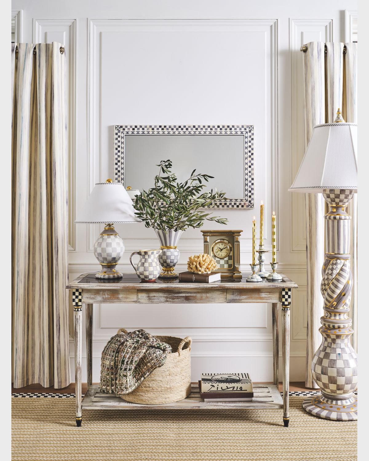 MacKenzie-Childs Sterling Check Globe Lamp