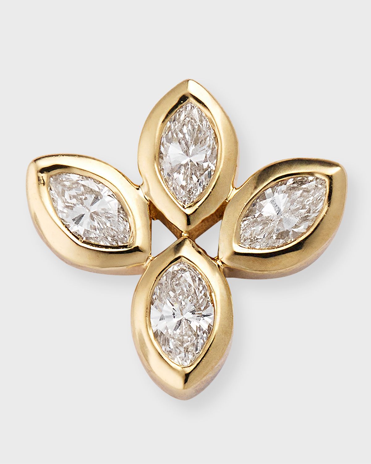 Sydney Evan 14K Yellow Gold Marquise Diamond Flower Stud Earring, Single