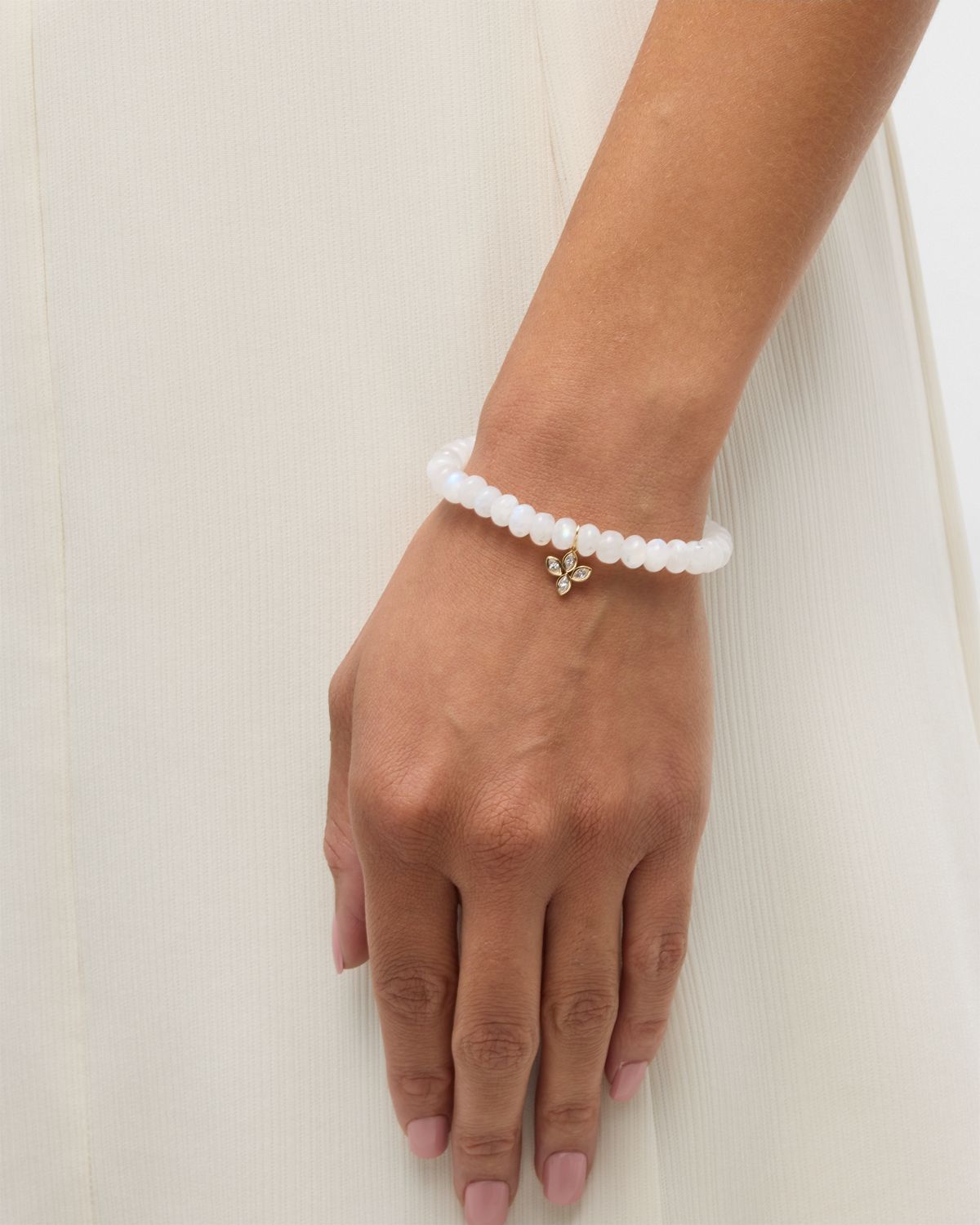 Sydney Evan 14K Yellow Gold Marquis Diamond Flower Charm Bracelet