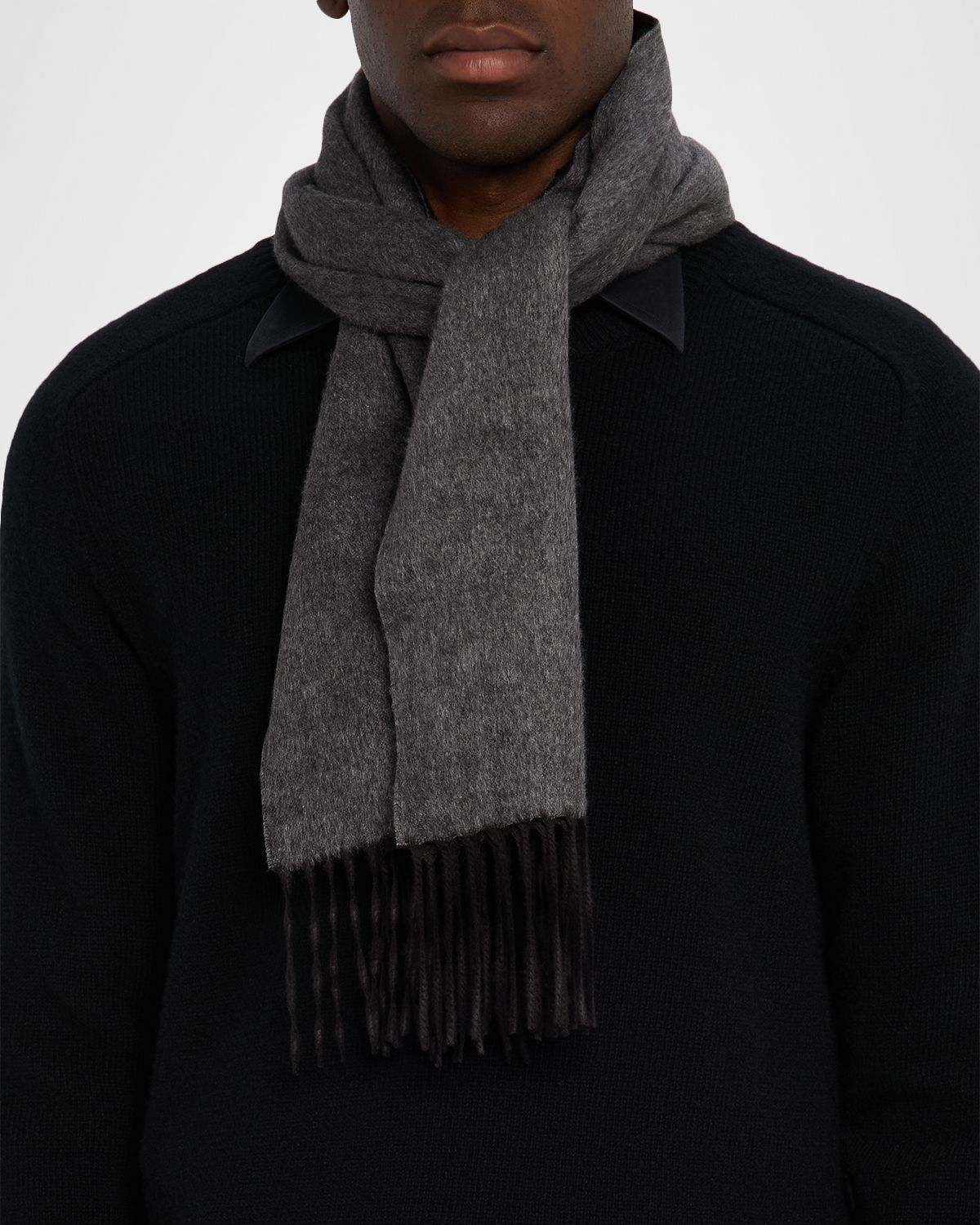 PIACENZA 1733 Men 's Two-Tone Cashmere-Silk Scarf | Thumbnail 3 PIACENZA 1733 Men 's Two-Tone Cashmere-Silk Scarf | Thumbnail 3