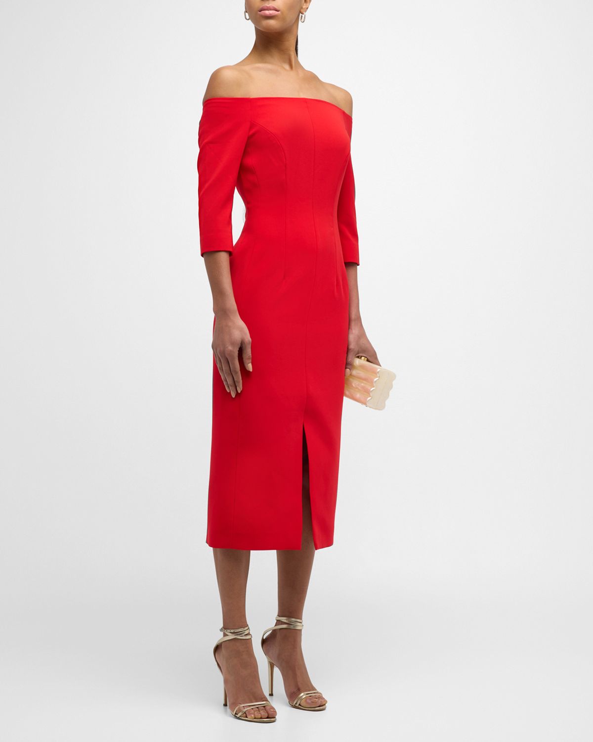 Carolina Herrera Off-Shoulder Midi Dress