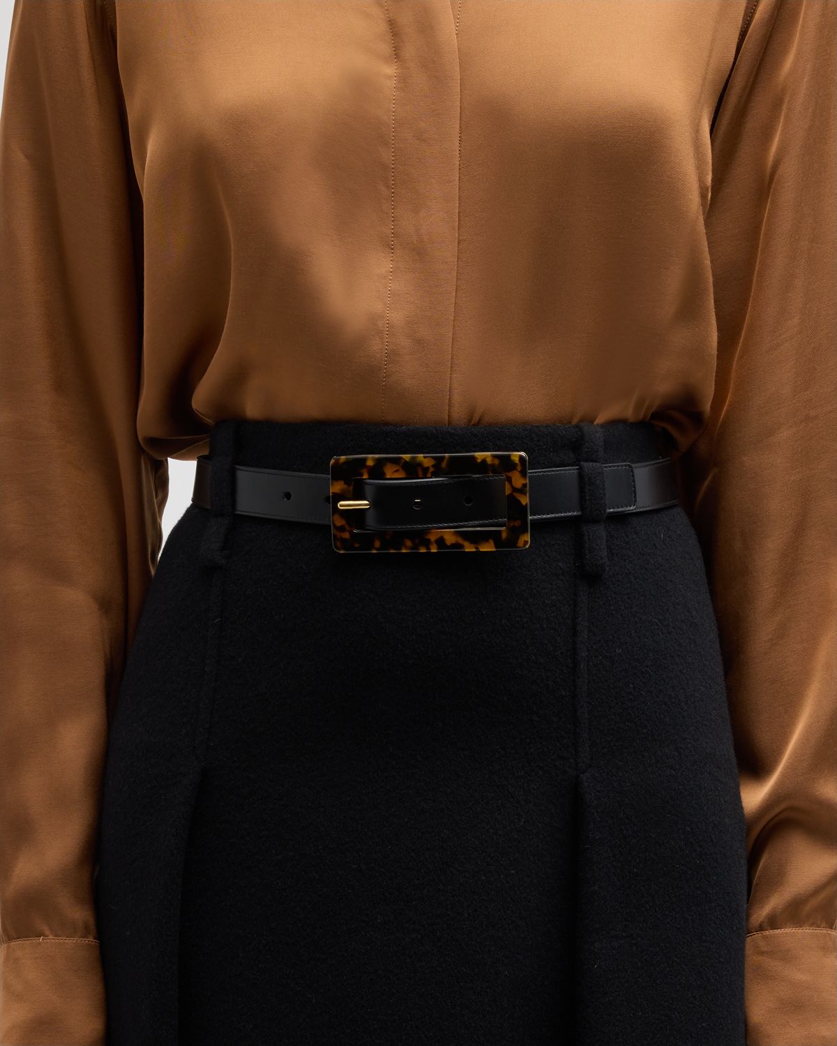 Saint Laurent Smooth Leather Belt With Rectangular Buckle