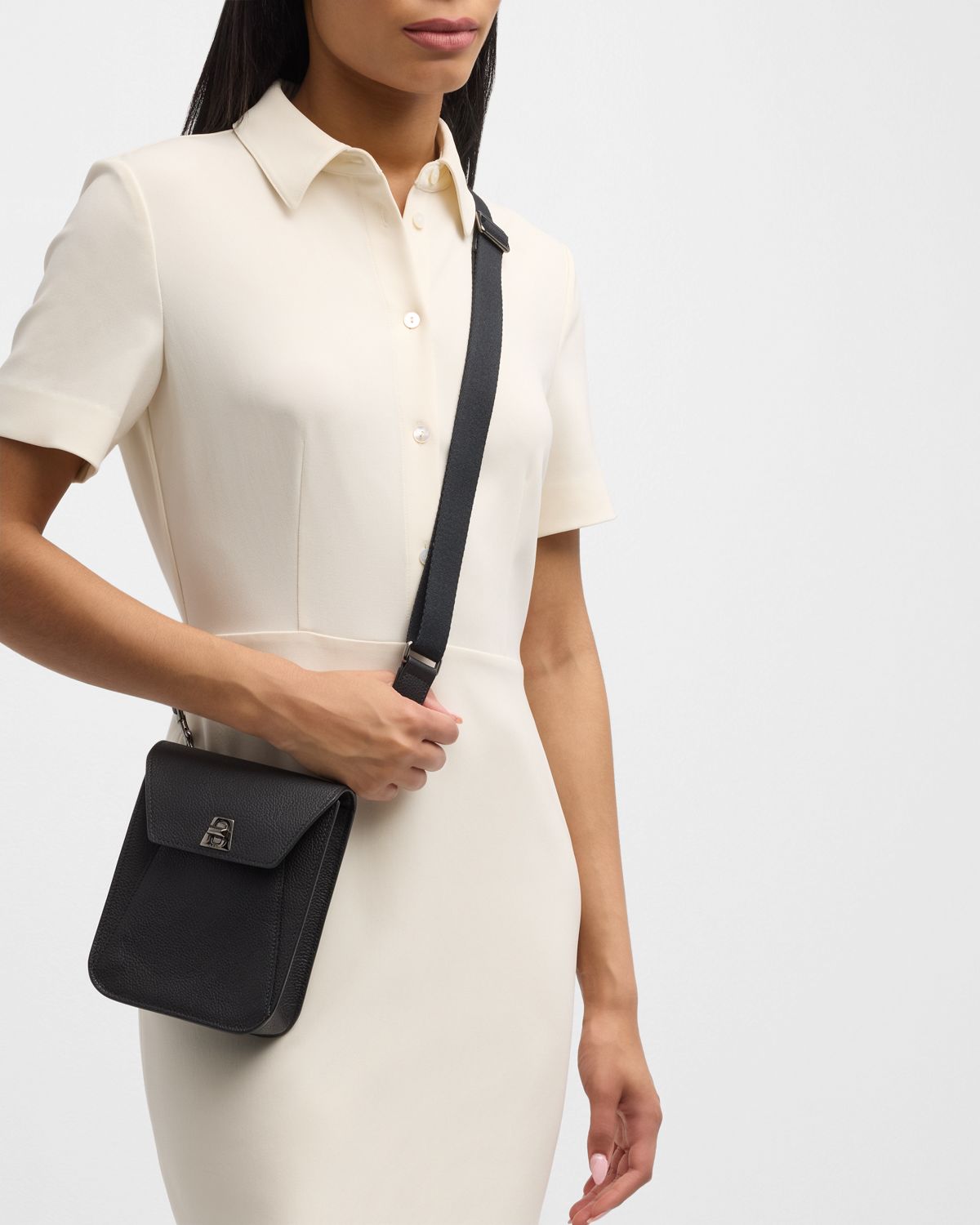 Akris Anouk Mini Flap Leather Messenger Bag