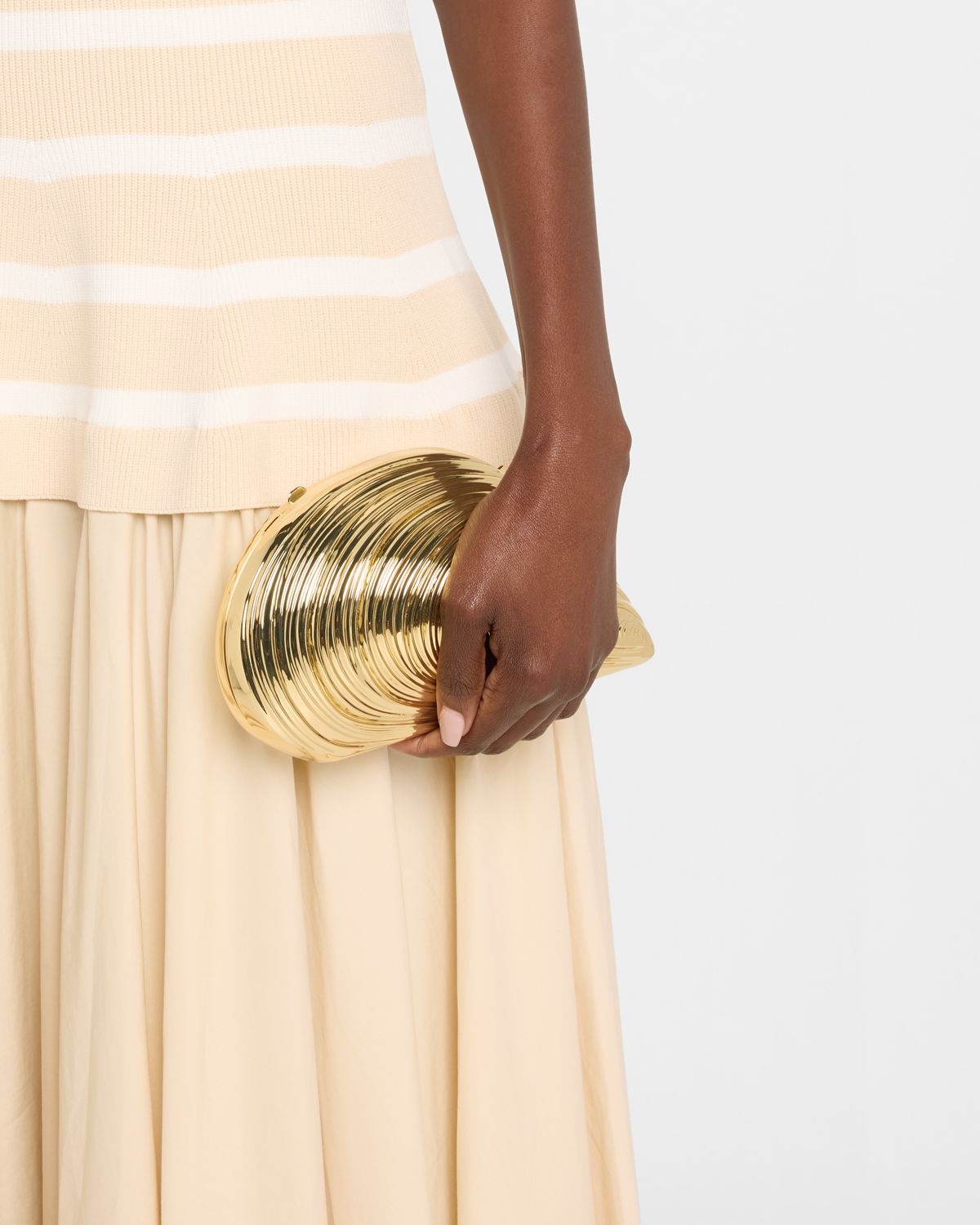 SIMKHAI Bridget Metal Oyster Shell Clutch Bag