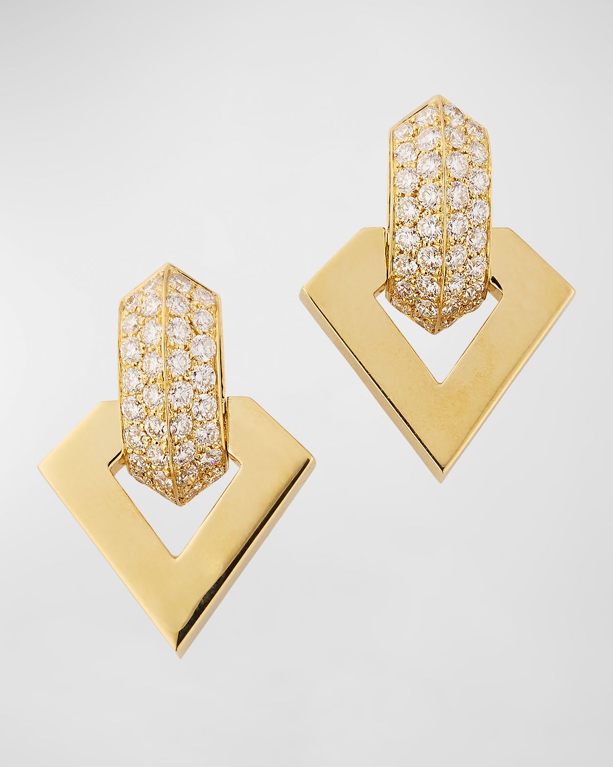 Dries Criel 18k Yellow Gold Diamond Brute Pendant Earrings