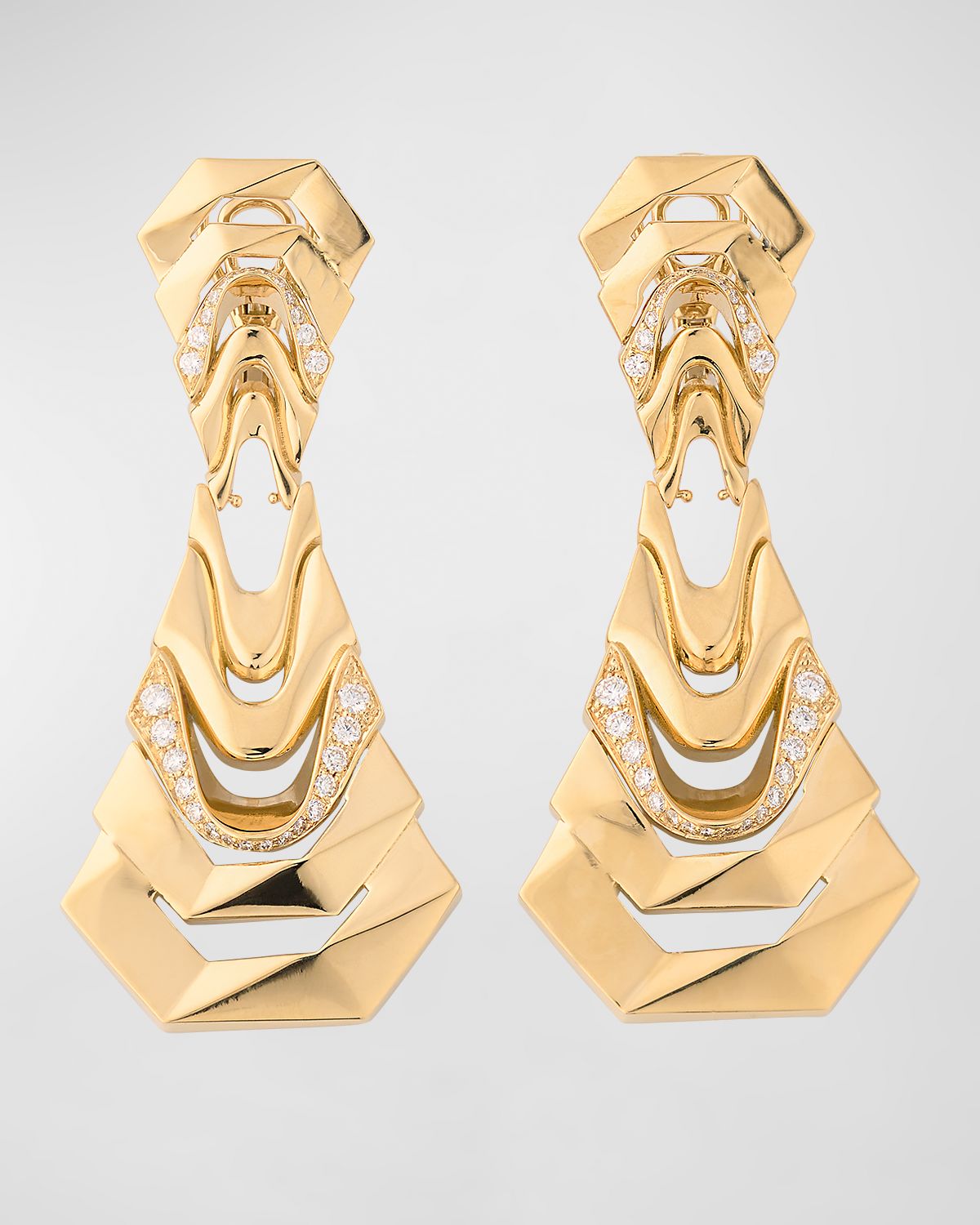 Dries Criel 18k Yellow Gold Diamond White Crow Earrings