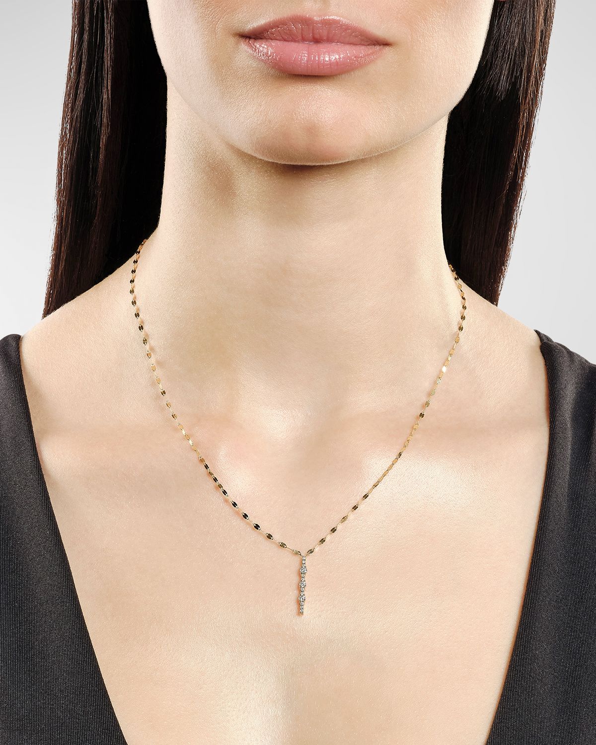 LANA Flawless 14K Gold Linear Diamond Pendant Necklace