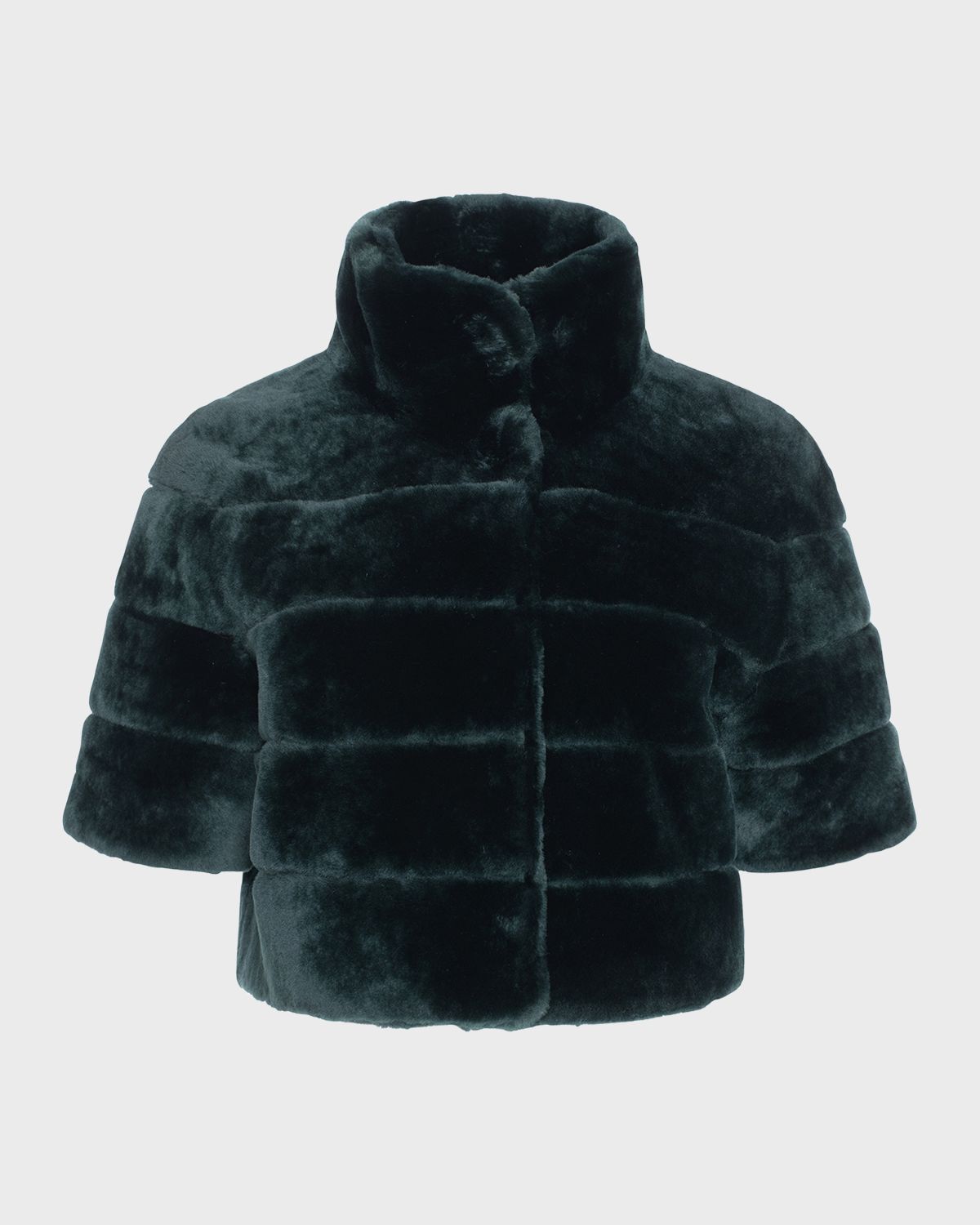 Gorski Horizontal Lamb Shearling Short-Sleeve Bolero Jacket